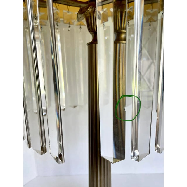 1950s Hollywood Regency Crystal Brass and Marble Statement Lamp For Sale - Image 10 of 12