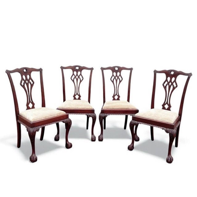 Chippendale Revival Edwardian Mahogany Dining Chairs. Drop in seats so easy to re cover if you don't like the coverings...