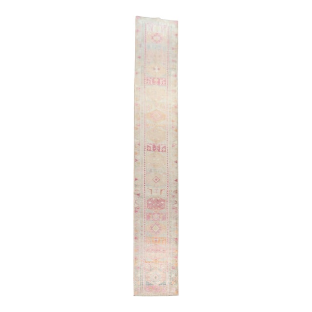 Late 20th Century Long Pastel Turkish Anatolian Geometric Runner - 2'10" x 21'7" For Sale