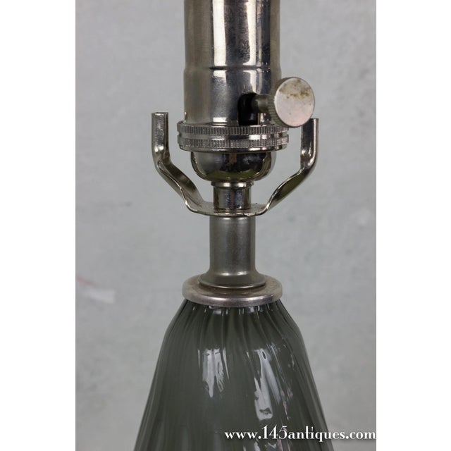 Light Gray Pair of Italian Murano Glass Table Lamps With Diamond Pattern, 1950s For Sale - Image 8 of 8