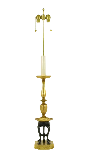 1960s Gilt & Black Lacquer Regency Table Lamp