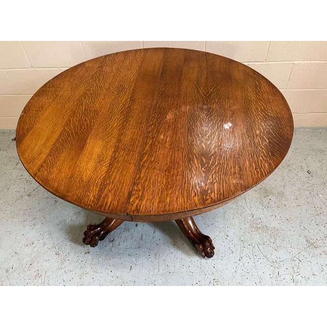 Antique Tiger Oak Round Dining Table. 19th Century. Chairish