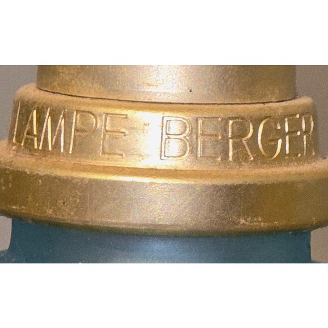 Mid 20th Century Pair of Vintage Lampe Berger Paris Fragrance Lamps – Blue & Amber Glass For Sale - Image 5 of 5
