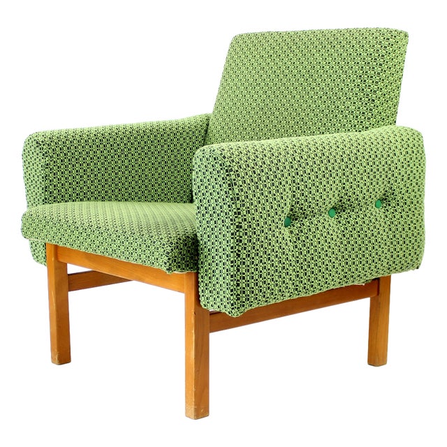 Mid-Century Armchair in Fabric and Beech from Jitona, Czechoslovakia, 1960s For Sale
