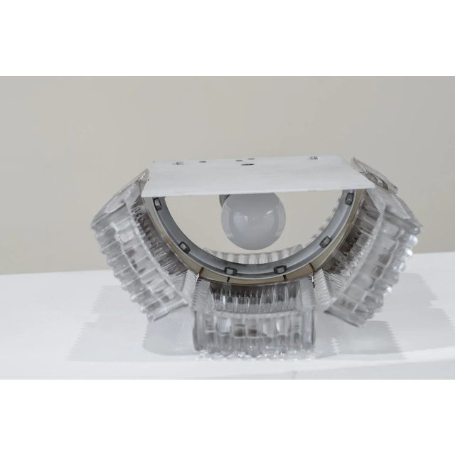 Metal Vintage German Wall Lamp in Pressed Glass and Steel, 1960 For Sale - Image 7 of 8