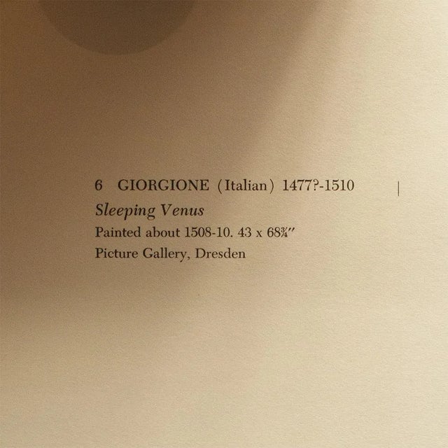 1950s 1955 After Giorgione "Sleeping Venus", First Edition Vintage Full-Color Print For Sale - Image 5 of 8