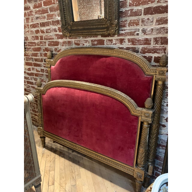 French Giltwood Louis XVI Style Full Size Bed C 1900. For Sale - Image 9 of 9