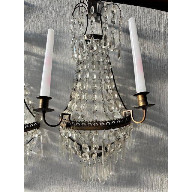 Glass Vintage Empire Style Crystal Cascade Sconces – a Pair For Sale - Image 7 of 16