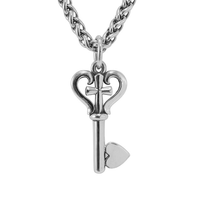 Modern James Avery 925 Sterling Silver Key of Faith Heart Cross Charm Pendant Necklace For Sale - Image 3 of 8