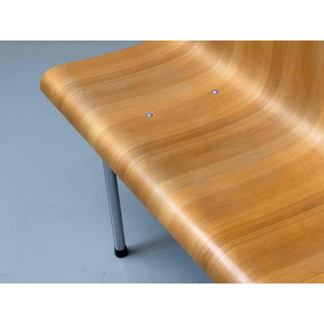 Wood Bench in Laminated Beechwood with Tubular Steel Frame, 1960s For Sale - Image 7 of 18