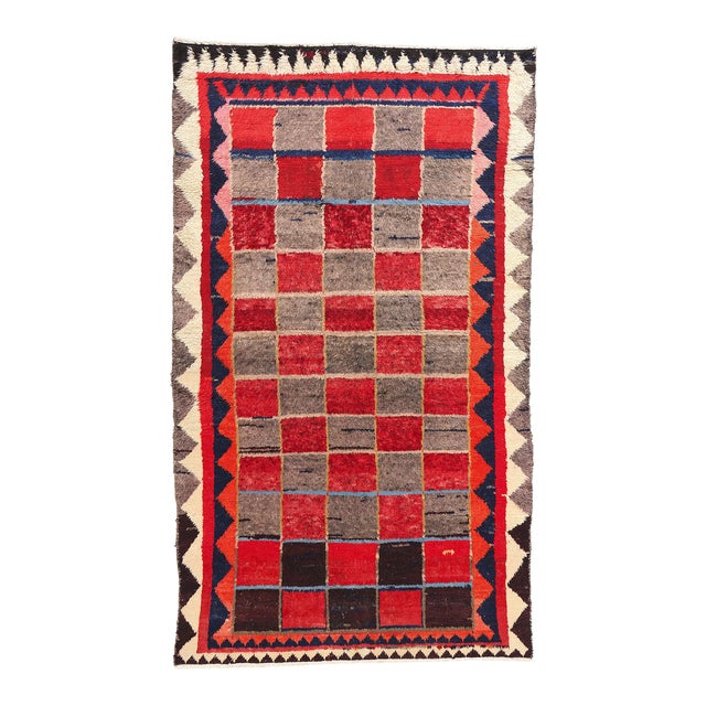 Vintage Persian Lori Checkerboard Rug - 05'04 X 09'01 For Sale