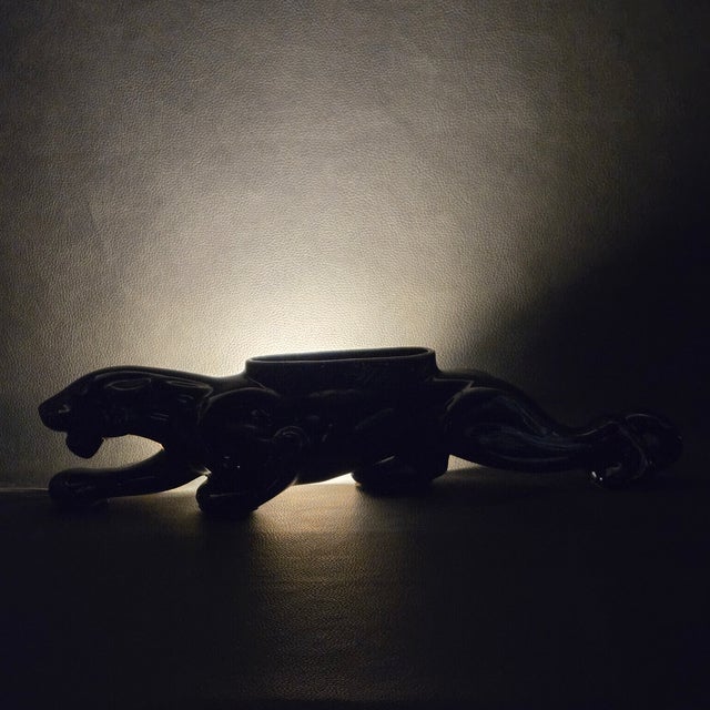 1950s Mid-Century Modern Royal China Black Ceramic Prowling Panther Planter Tv Lamp For Sale - Image 4 of 14
