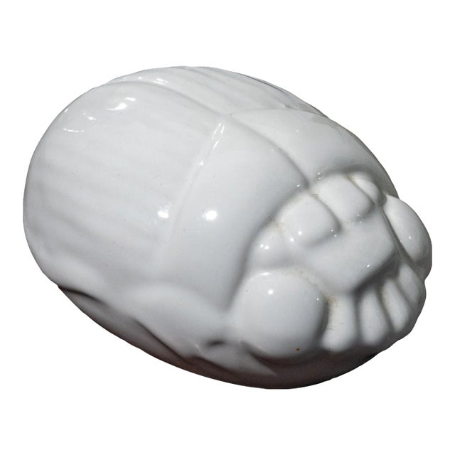 Vintage Italian Ceramic White Porcelain Scarab by Bellini For Sale