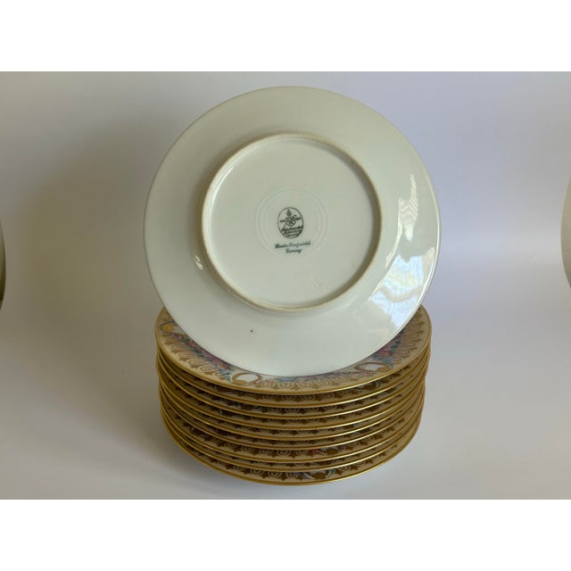 Antique Hutschenreuther Hohenberg Bavaria Dresden Hand Painted Plates Set of 10 For Sale - Image 11 of 12