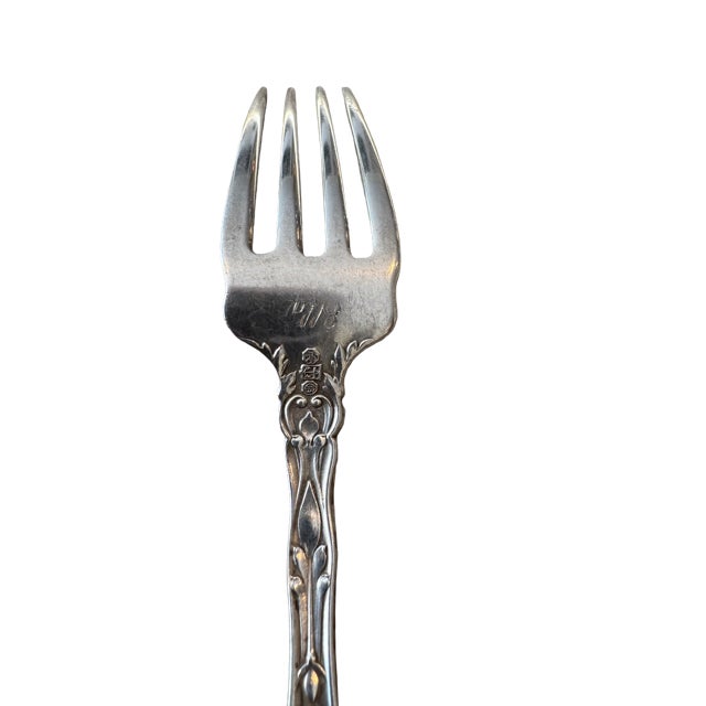 Gorham Silver Co. Antique Gorham "Virginiana" Fork 7 1/4" Monogram For Sale - Image 4 of 5