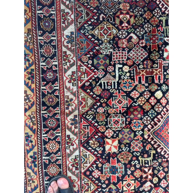 Textile Antique Tribal Oriental Animal Figures Rare Fine Weave Rug (Circa 1900–1910 - 5' 4'' X 8' 10'' For Sale - Image 7 of 13