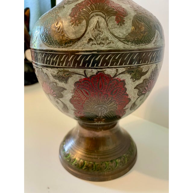 Mid 20th Century Mid-Century Penco Industries Etched & Enameled Brass Baluster Vase For Sale - Image 5 of 8