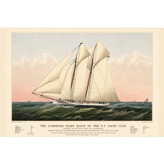 Schooner Yacht of New York, Vintage Art Print Reproduction, 60" X 40" For Sale
