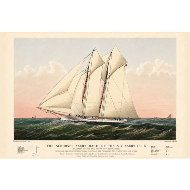 Schooner Yacht of New York, Vintage Art Print Reproduction, 60" X 40" For Sale