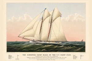 Schooner Yacht of New York, Vintage Art Print Reproduction, 60" X 40"