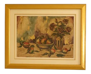1990s Gold Framed Decorative Still Life Print