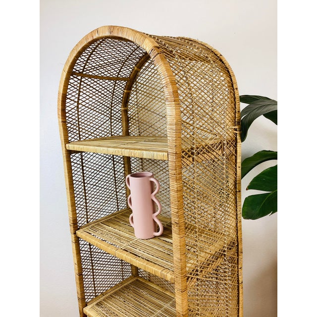 Tan Vintage 1970s Rattan Wicker Boho Shelf For Sale - Image 8 of 11