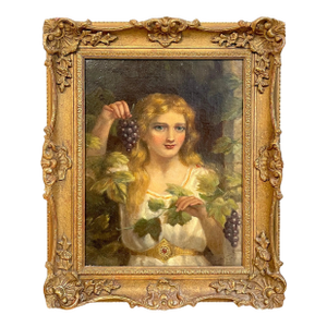 19th Century Portrait of a Goddess of Wine, Signed
