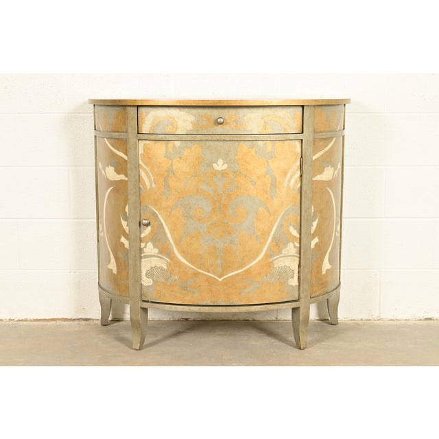 Italian Neoclassical Paint Decorated Demilune Cabinet For Sale - Image 15 of 15