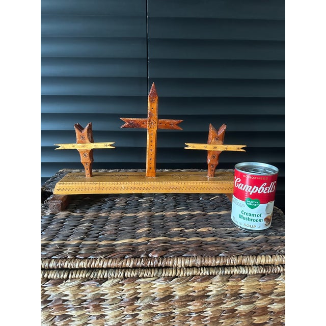 Vintage Handcarved Tramp Art Folk Art Wooden Sculpture For Sale - Image 9 of 18