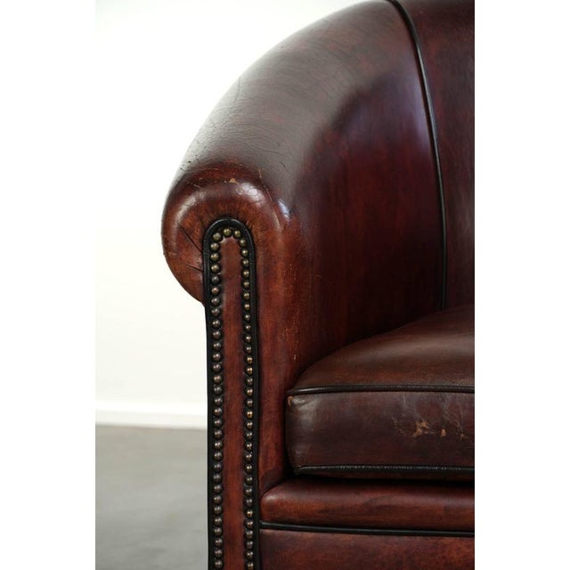 Vintage Sheepskin Club Armchair For Sale - Image 10 of 13