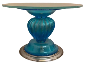 Italian Venetian Blue and Silver Murano Glass Style Coffee Table by Simoeng