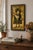 A wonderfully expressive contemporary mixed-media painting depicting a stylized woman in an oversized hat holding a bird....