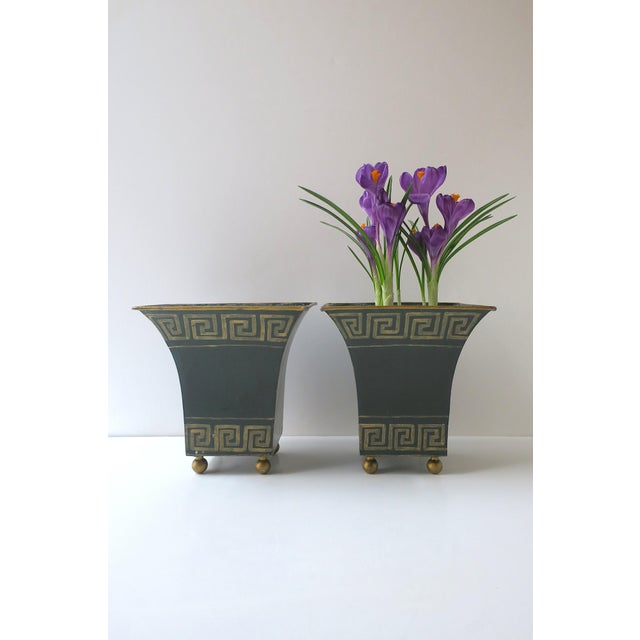 Grand Tour Italian Greek-Key Planters Potholders Cachepots Jardinières, Pair For Sale - Image 3 of 15