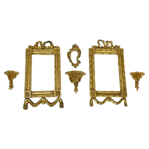 Miniature Giltwood Mirrors and Consoles Set, Set of 6