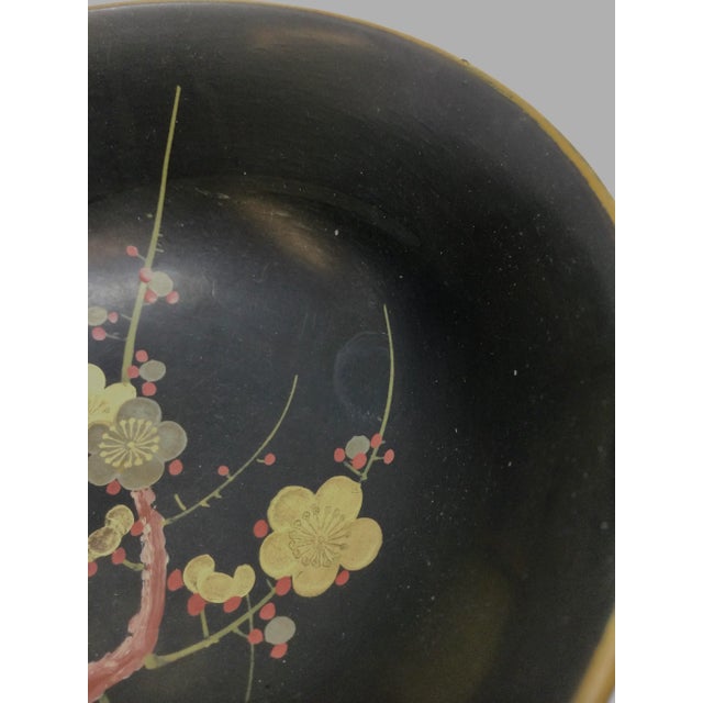 Vintage Japanese Guild Gold Hand Painted Lacquer Bowl For Sale In Portland, ME - Image 6 of 13