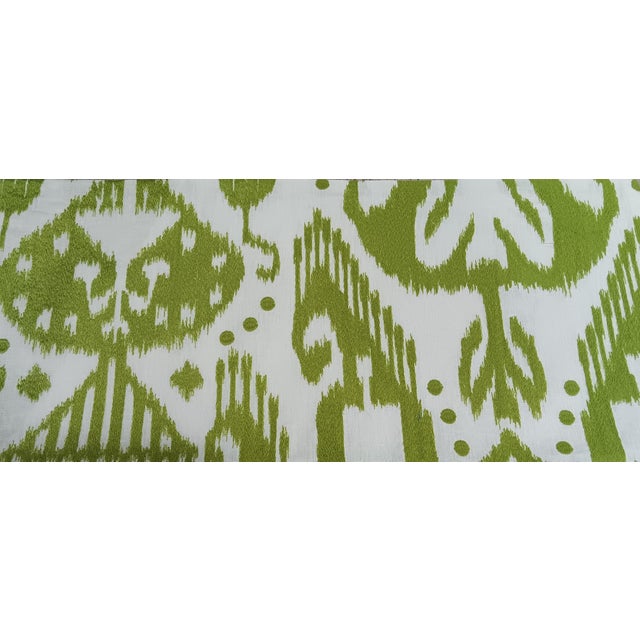 Ikat Embroidered Green Down Filled Lumbar Pillow For Sale In Baton Rouge - Image 6 of 6