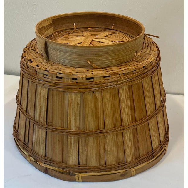 Wood Vintage Hand Made Woven Basket For Sale - Image 7 of 7