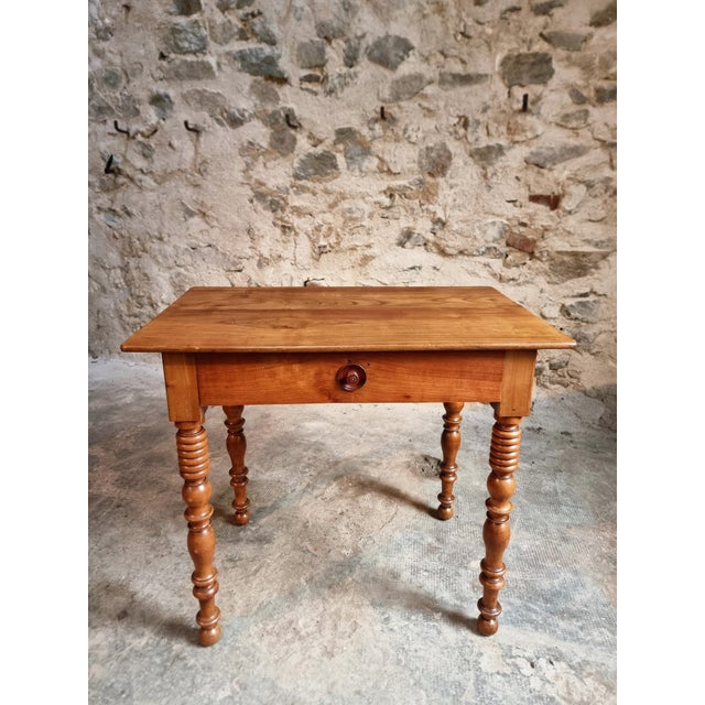 Brown Antique French Walnut Writing Table with Drawer, 1900s For Sale - Image 8 of 16