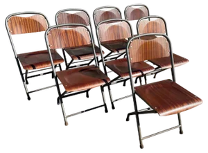 Mid-Century Danish Foldable Chairs in Teak and Metal, 1970s, Set of 8
