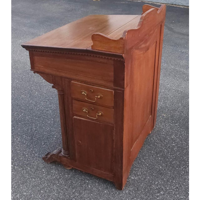 19th Century Victorian Five-Drawer Walnut Davenport Desk For Sale - Image 11 of 11