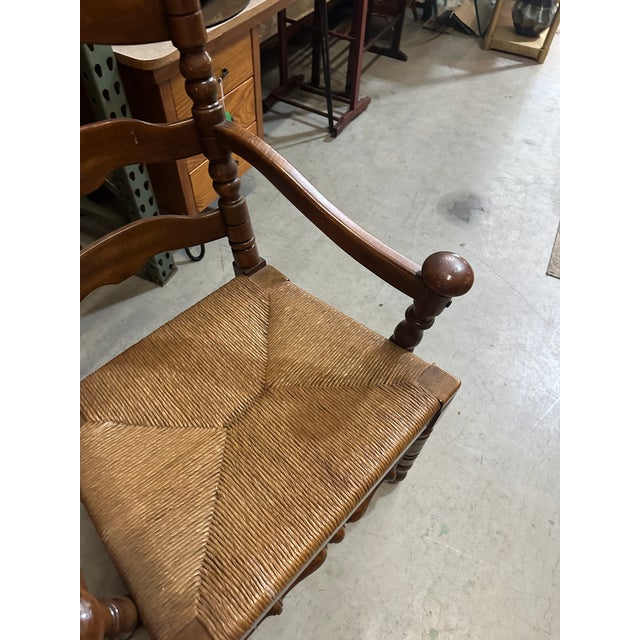 1970s Pair of Large Sturdy Ladder Back Chairs, One Captains Chair For Sale - Image 4 of 7