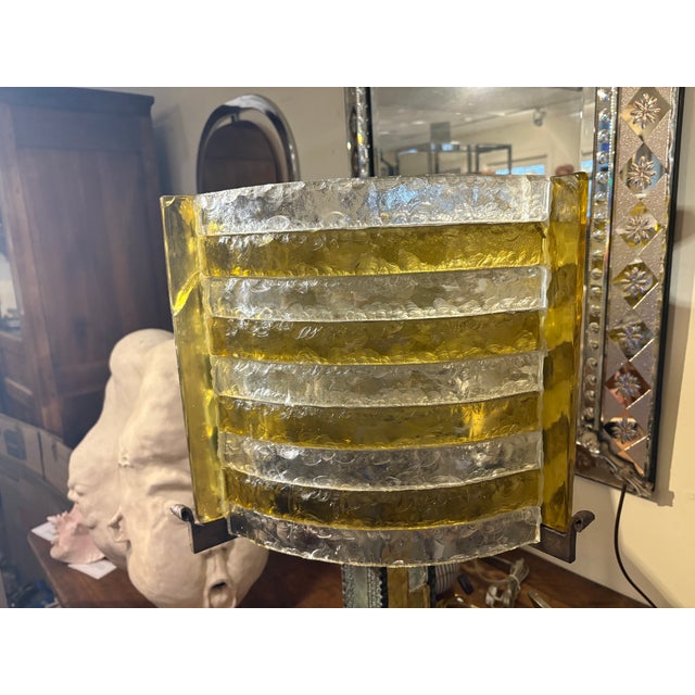 1970s Italian Brutalist Iron and Glass Lamp by Longobard. For Sale - Image 10 of 15