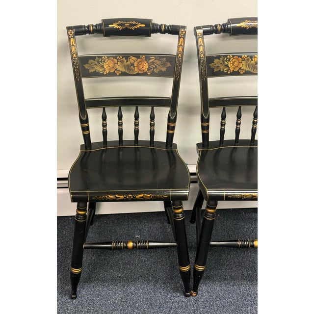 1990s Vintage Paint Decorated Hitchcock Chairs - A Pair For Sale - Image 5 of 12