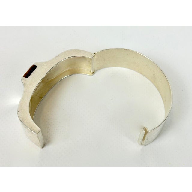 Mid-Century Modern Finnish Sterling Silver and Tiger Eye Bangle Bracelet by Raimo Keskinen for Lahti, 1970s For Sale - Image 7 of 11