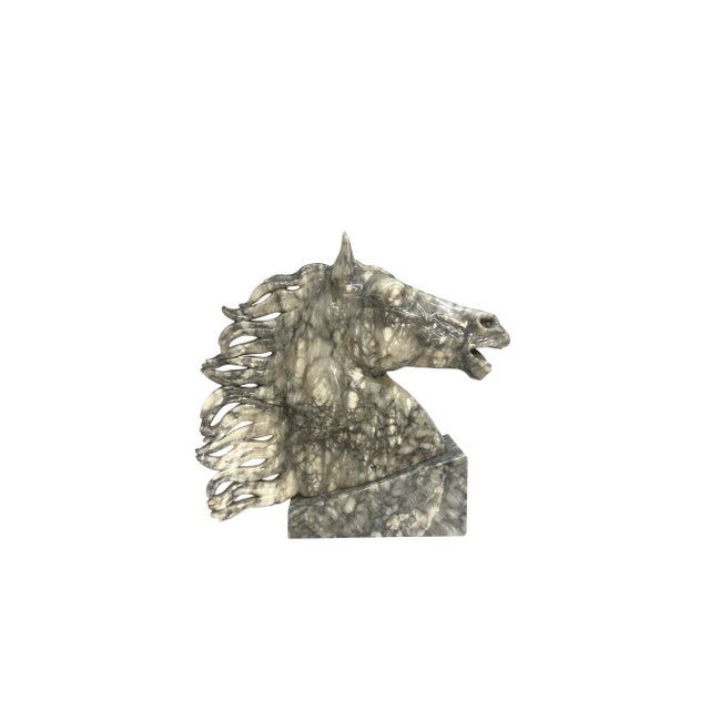 A beautiful marble noble steed sculpture from the Mid Century. Unsigned. Age appropriate wear. Measurements: 21"W x 7"D x...