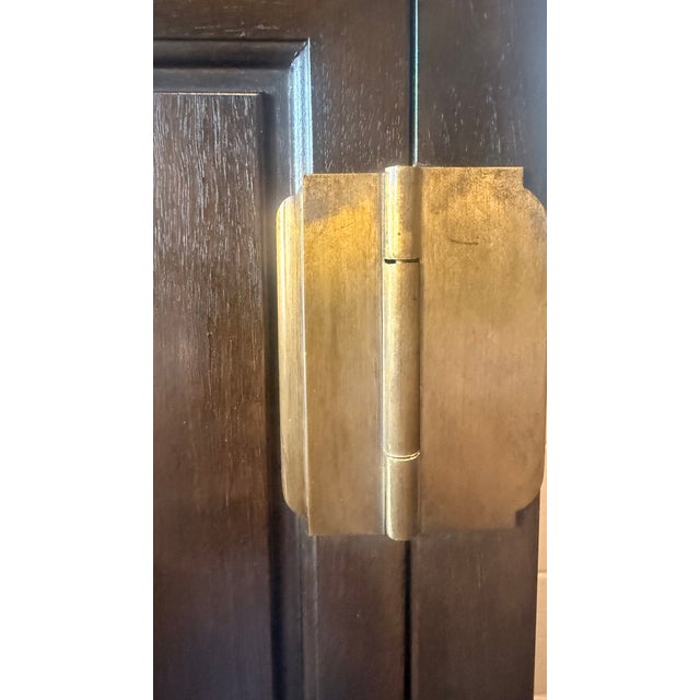Late 20th Century Michael Taylor for Baker Walnut Cabinet With Brass Hardware For Sale - Image 9 of 12