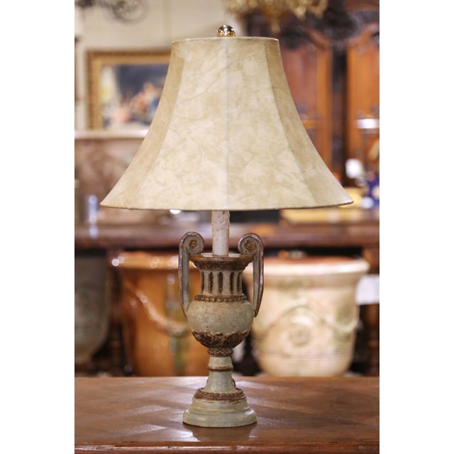 Pair of Mid-Century Italian Neoclassical Painted Urn Form Table Lamps For Sale - Image 4 of 10
