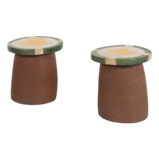 Pair of Ceramic Stools/ End Tables Stan Bitters 1975c For Sale