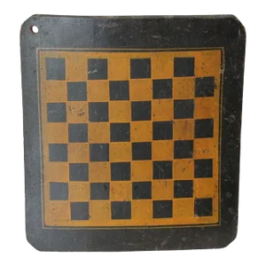 19th Century Original Painted Checkers Game Board