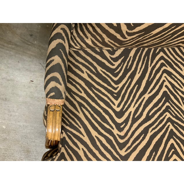 Large Vintage French Bergere Armchair in Zebra / Animal Print – Palm Beach Regency, Ralph Lauren or Grandmillennial Statement Piece! See Pics! For Sale - Image 10 of 12